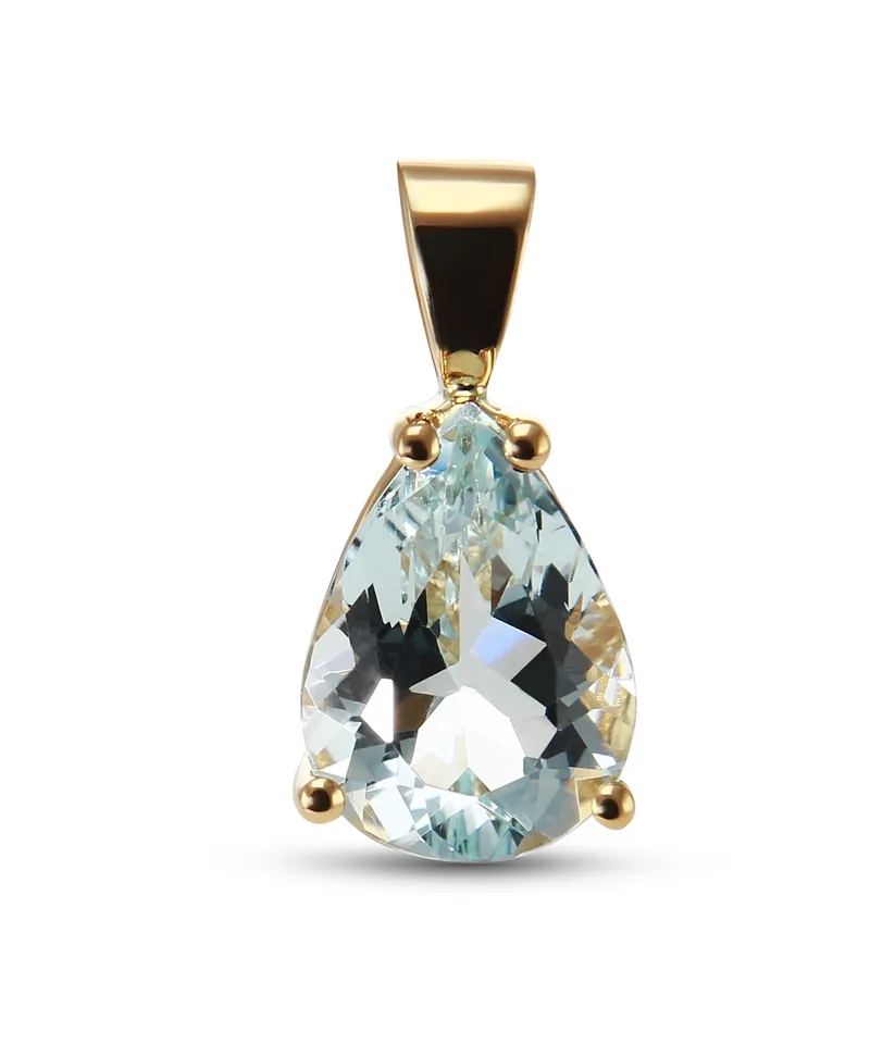 Pendentif Aigue Marine Bleue Poire 11x8mm en Or Jaune 750 pour femme - Bijoux Trabbia Vuillermoz